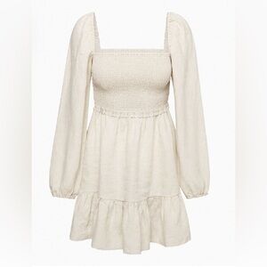 NEW Aritzia Wilfred Tempest Organic Linen Smoked Mini Dress